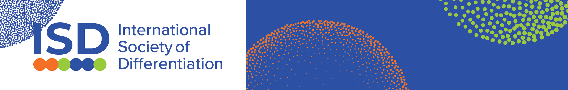 a logo with orange dots